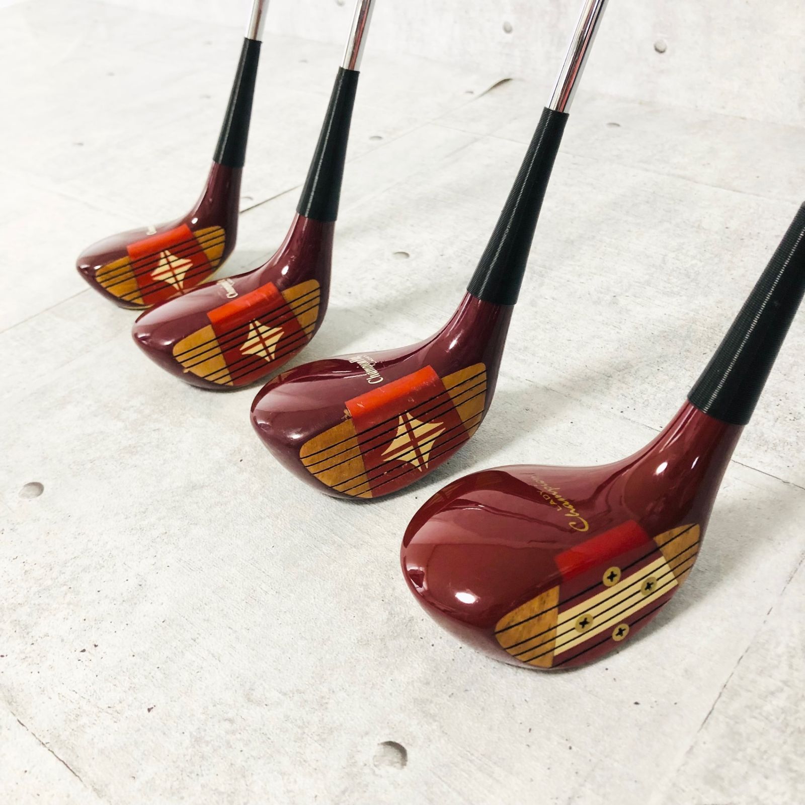 MIZUNO ミズノ パーシモンウッド  Champion Flag  1W 3W 5W 4本セット ゴルフ クラブ ウッド 初心者 入門 MIZUNO ミズノ パーシモンウッド Champion Flag 1W 3W 5W 4本