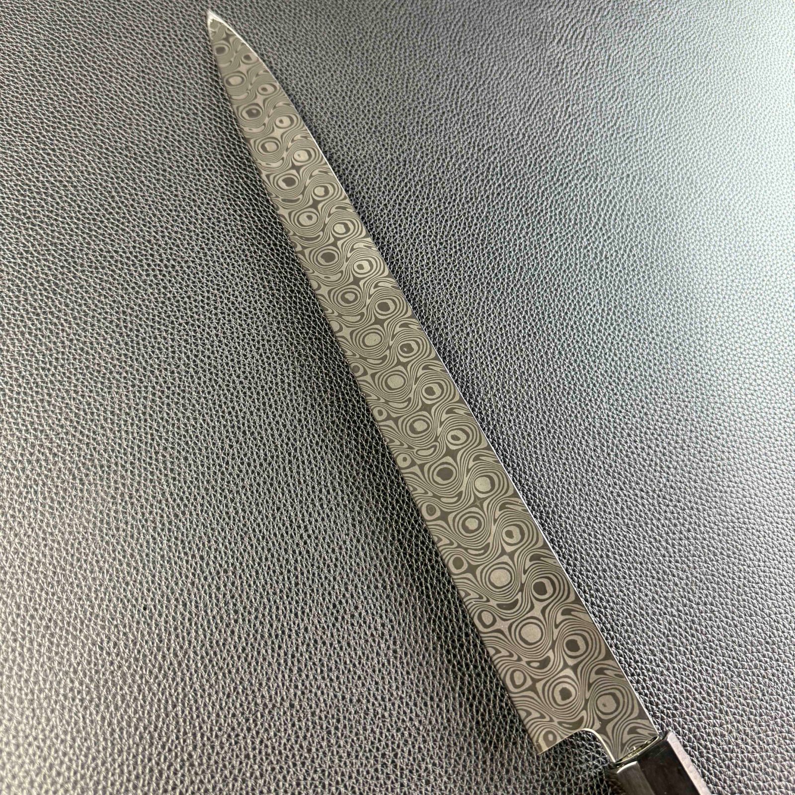 柳刃包丁 尺一（刃渡り330mm）ダマスカス鋼 本刃付け 和包丁 刺身包丁