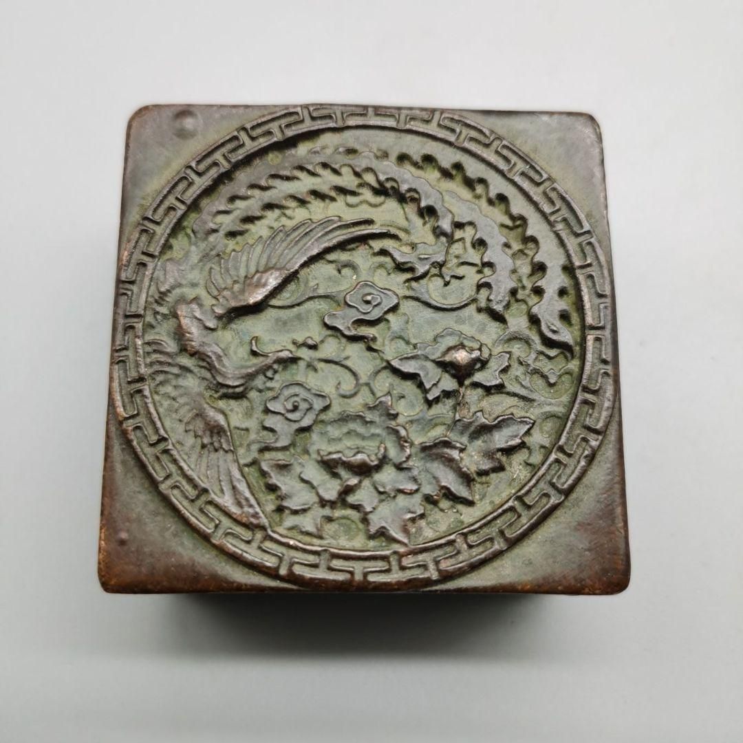 銅印章 銅套印 鳳凰図帯匣3点 書道具 文房具 美術品 装飾品 置物