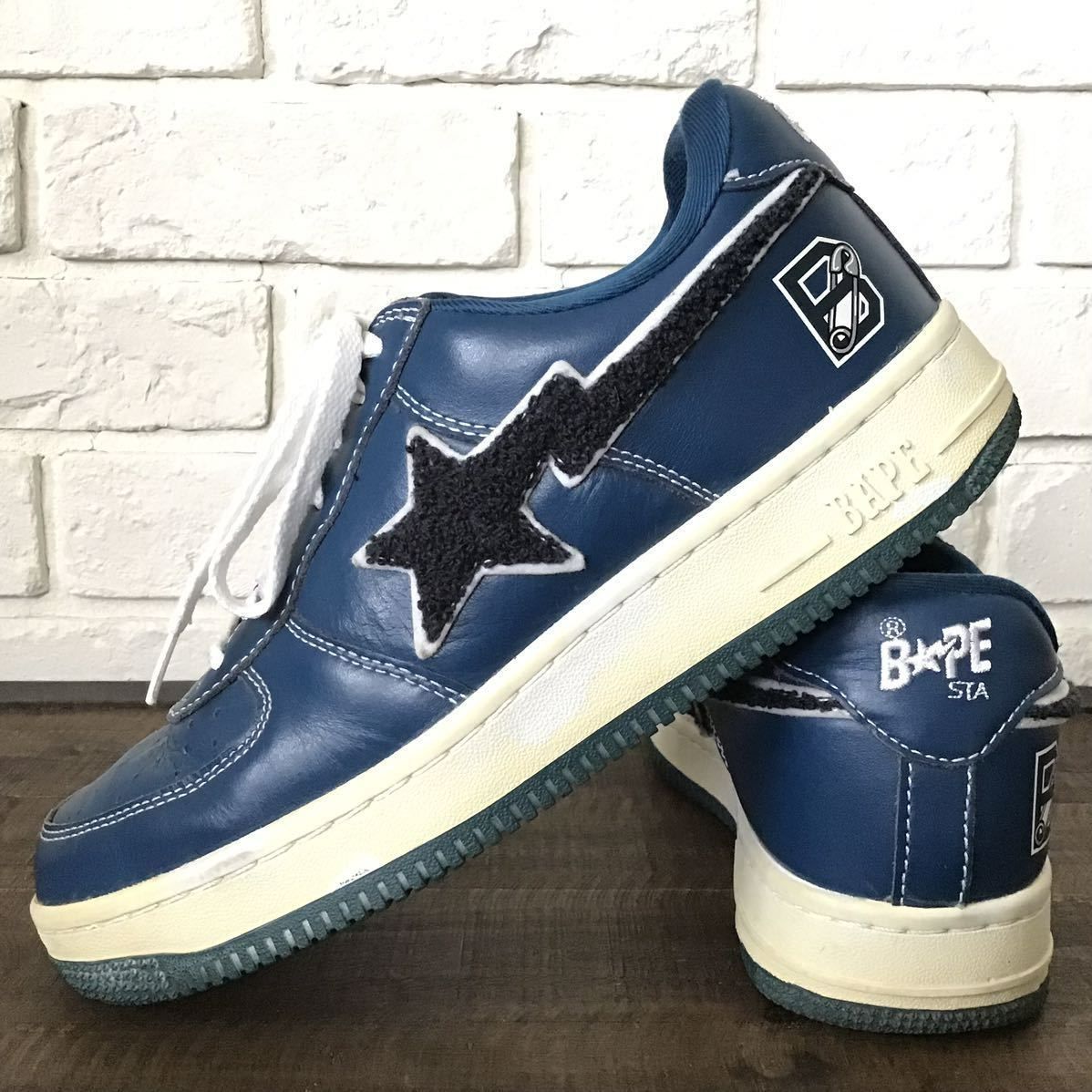 レザー BAPESTA スニーカー 26cm US8 NAVY a bathing ape BAPE STA