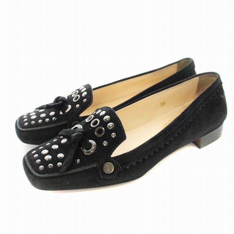 Tod's　トッズ　ドライビングシューズ　スクエアトゥ　ブラック　5 1/2 トッズ TOD'S シューズ ケイトゴンミーニ ドライビングシューズ