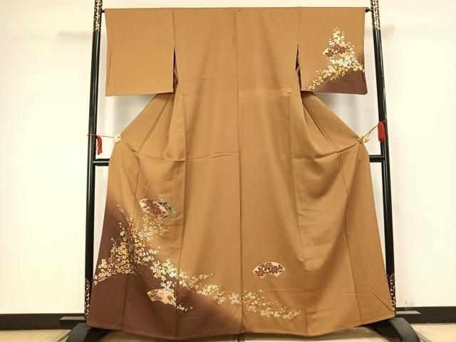 平和屋着物▽訪問着 単衣 地紙花文 金銀彩 正絹 逸品