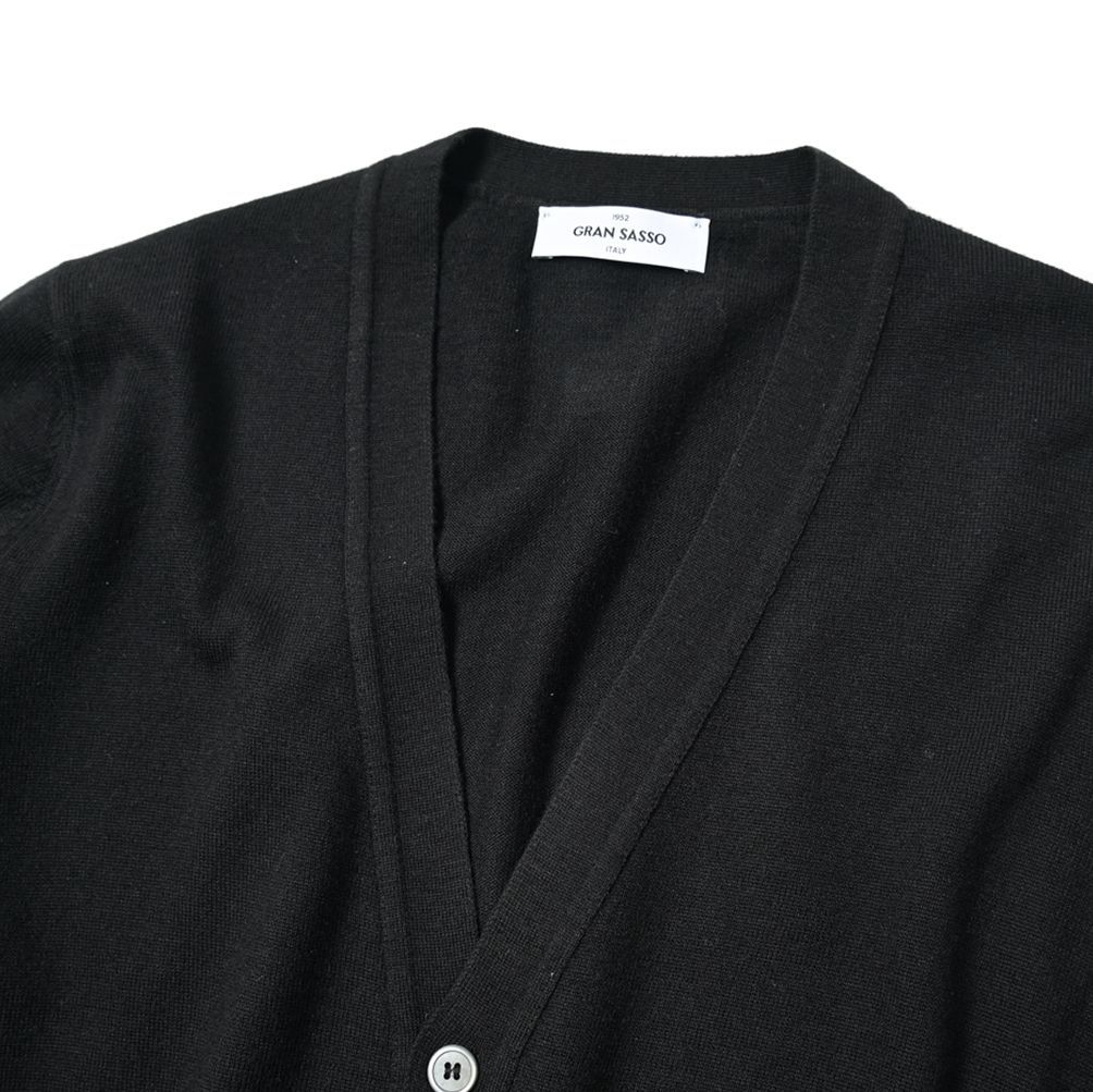 グランサッソ　黒　ウール　カーディガン　46サイズ Gran Sasso グランサッソ カーディガン/CARDIGAN FULL BOTTON 3