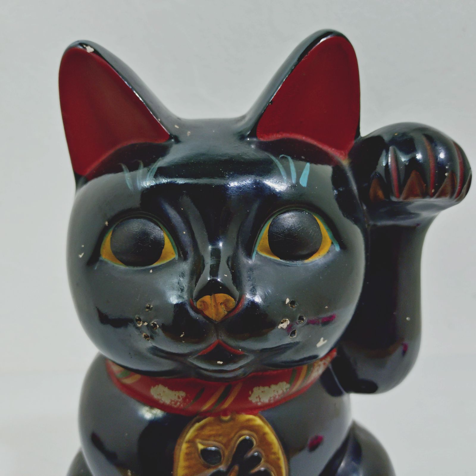 当時物 招き猫 昭和レトロ 商売繁盛 開運 縁起物 インテリア 黒