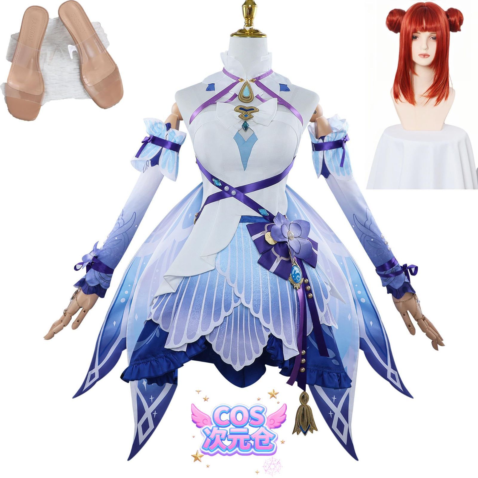 ニィロウ ウィッグ 靴 COSPLEE 原神 コスプレ衣装 Genshin メンバー コスチューム -ウイッグ-靴付き 全セット 高度還元 cosplay イベント パーテ
