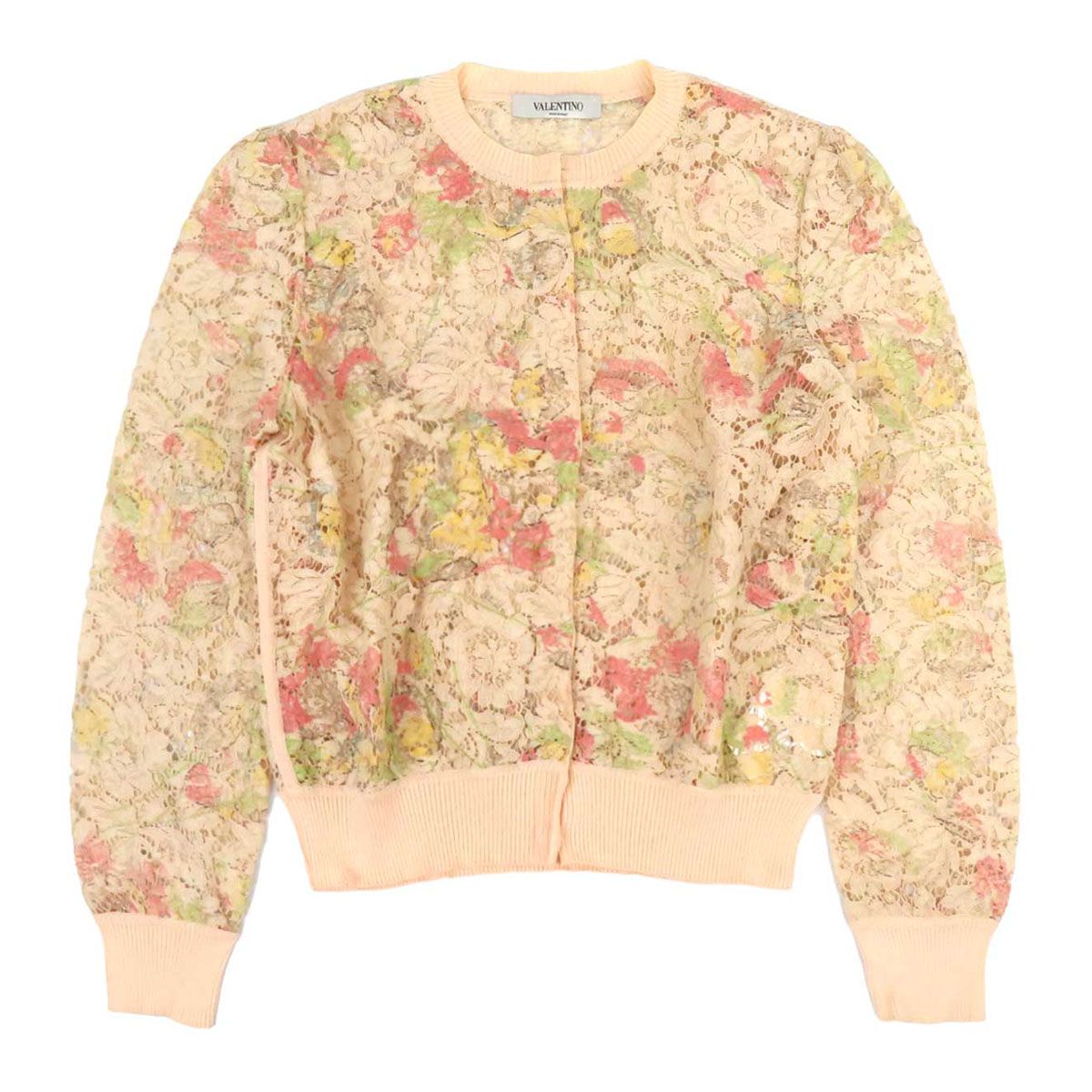 ヴァレンティノ 総レース ノーカラー ロングスリーブ カーディガン レディース ピンクグラデーション VALENTINO アパレル 小物