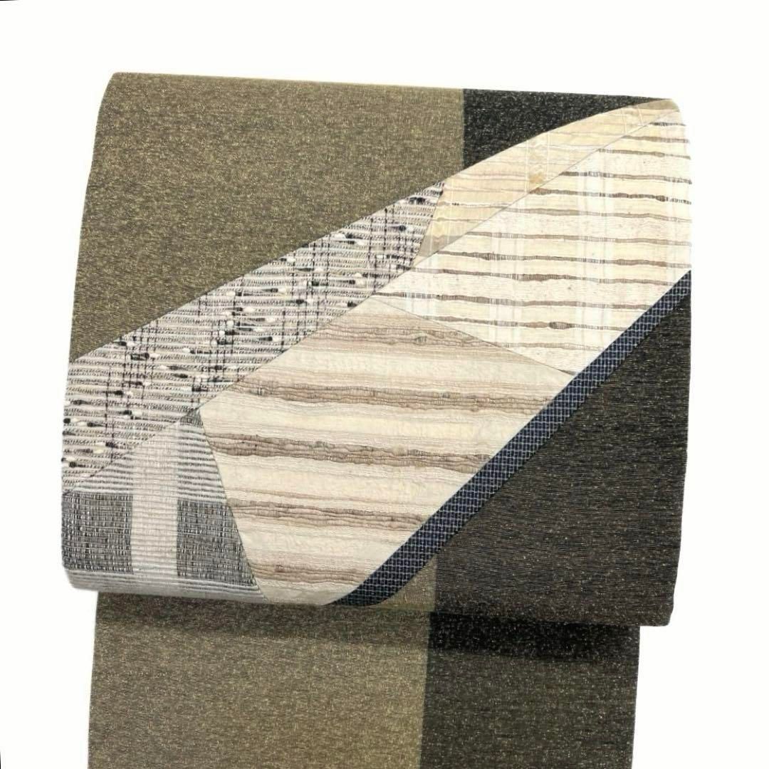 未着用 付け下げ 袋帯セット 紬 切り嵌 スワトウ刺繍 ムガ 着物 054a d