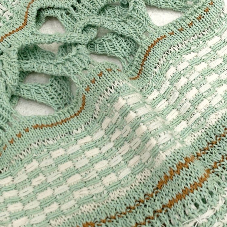 Mame Kurogouchi マメクロゴウチ Bamboo Basket Pattern Knitted Cardigan 花籠ニットカーディガン ミントグリーン 1 MM23SS-KN035 Mame Kurogouchi マメクロゴウチ Bamboo Basket Pattern Knitted