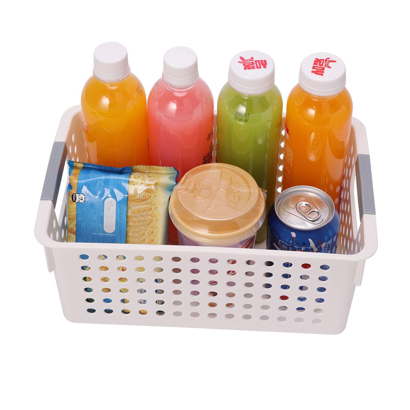 JAKAGO ３個 収納バスケット 収納ボックス プラスチック （ 収納ケース 小物収納 化粧品 キッチン 調味料 ）ホワイト