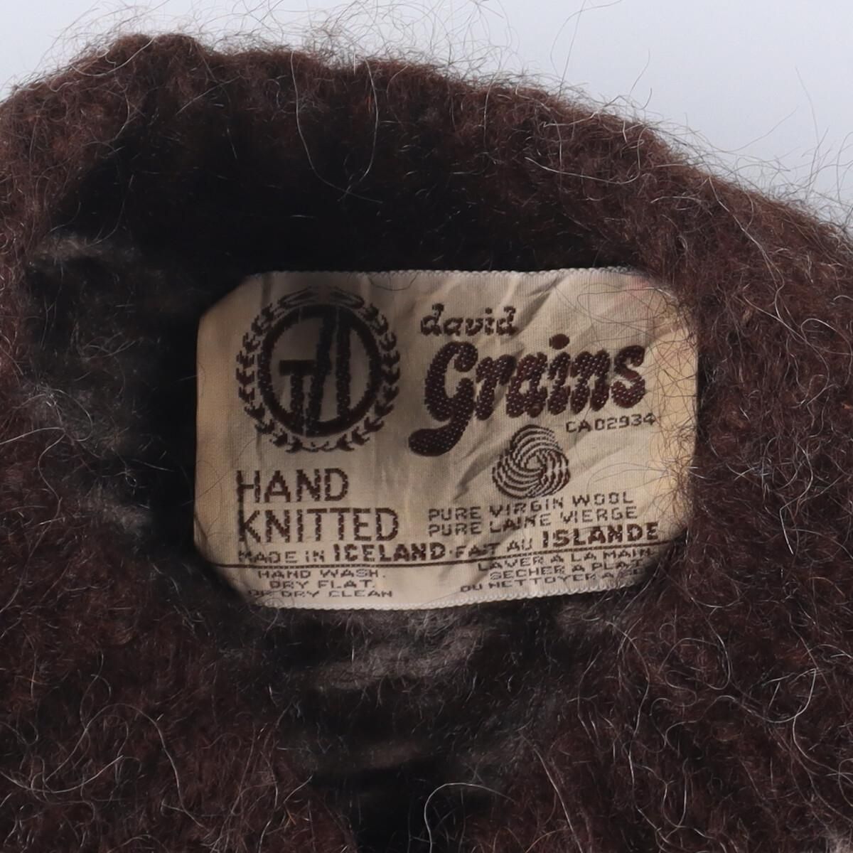 grains HAND KNIT ハンドニット 総柄 ウールニットセーター アイス