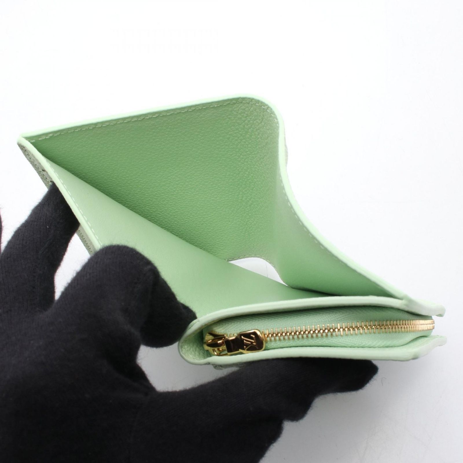 ルイヴィトン モノグラム ポルトフォイユ リサ 緑 折り財布 コインケース