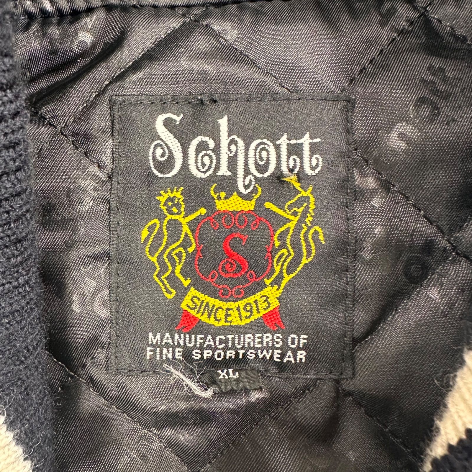 70】schott ショット スクーカム スタジアム ジャケット スタジャン 黒 
