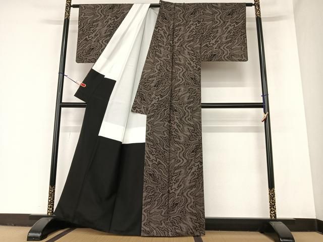 平和屋着物○本場大島紬 泥染 カタス7マルキ 流水文 正絹 逸品