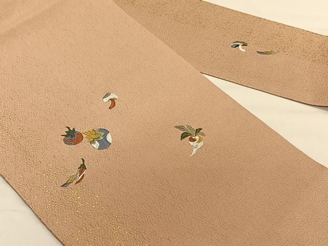 平和屋着物◎九寸名古屋帯 総刺繍 成り物 金彩 正絹 逸品 CAAV1800qv  