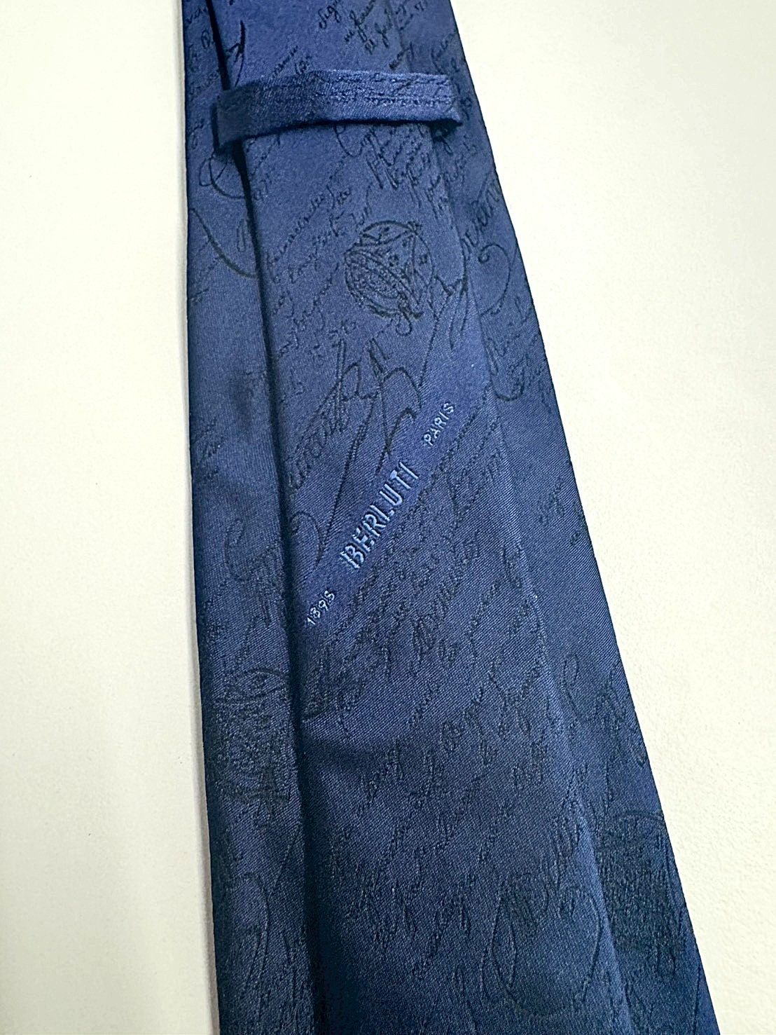 BERLUTI ベルルッティ カリグラフィ ネクタイシルク ネイビー