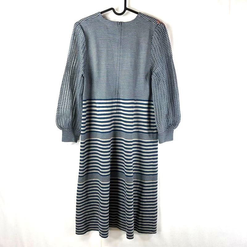 斎藤都世子 TOYOKO SAITO ワンピース ニット 長袖 花柄 ボーダー