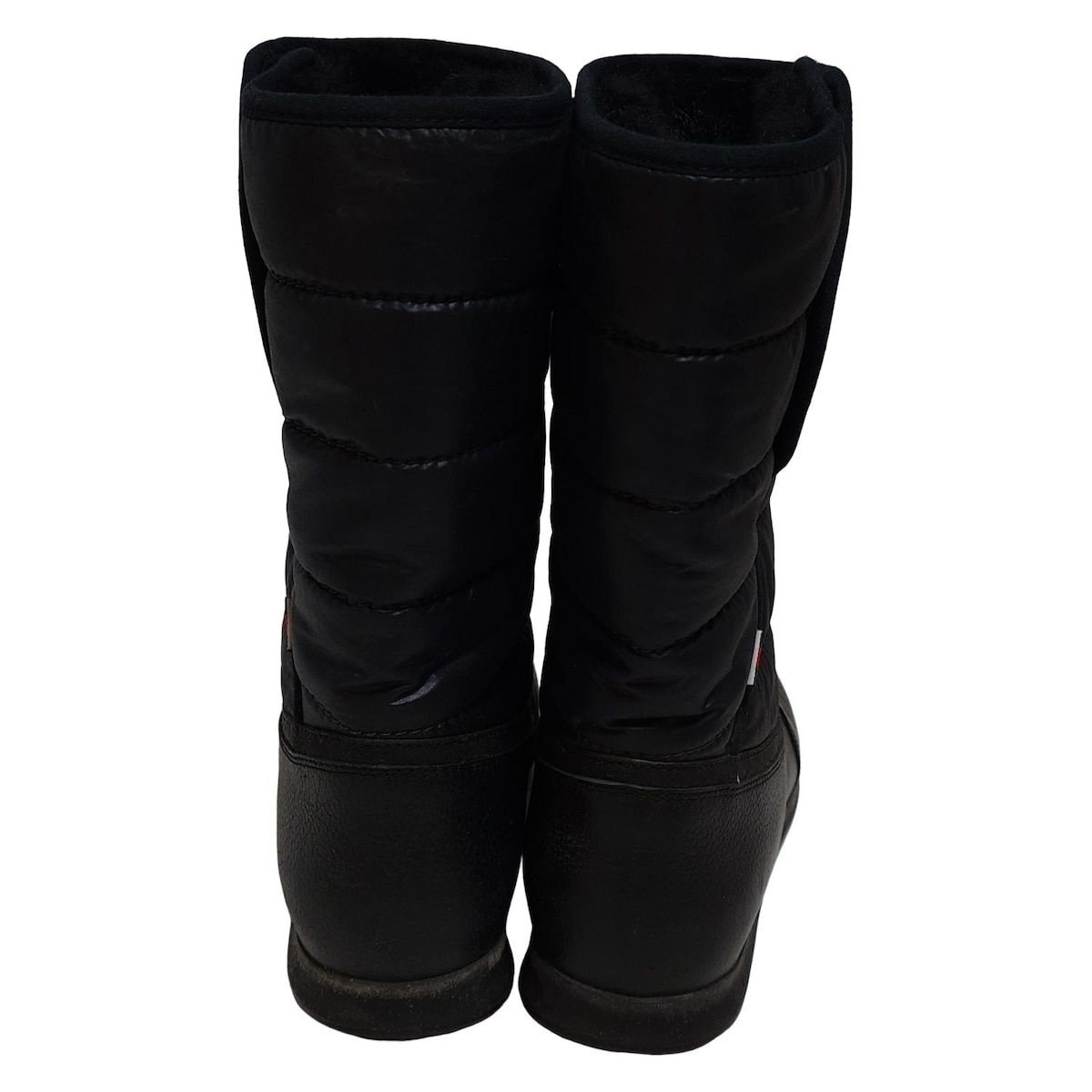 GUCCI グッチ ショートブーツ 37 1|2 レディース - 黒 インターロッキングG|内側ファー|スノーブーツ|シェリー ウェブ レザー KIN-KAAI_COM