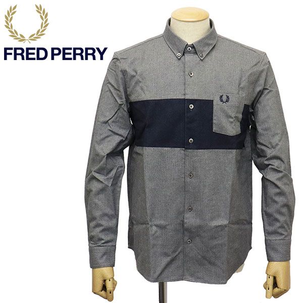 FRED PERRY (フレッドペリー) F4592 Brushed Panelled Shirt ブラッシュド パネルシャツ FP469 全2色  30MIXGREY S