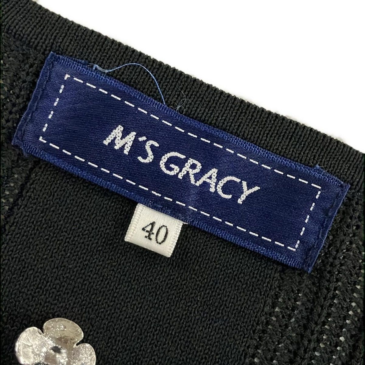 黒 長袖|レース|ジップアップ|ラインストーン