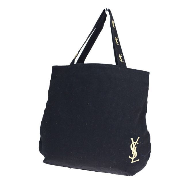 【中古】 イヴ・サンローラン(Yves Saint Laurent) キャンバス トートバッグ ブラック 03FB234