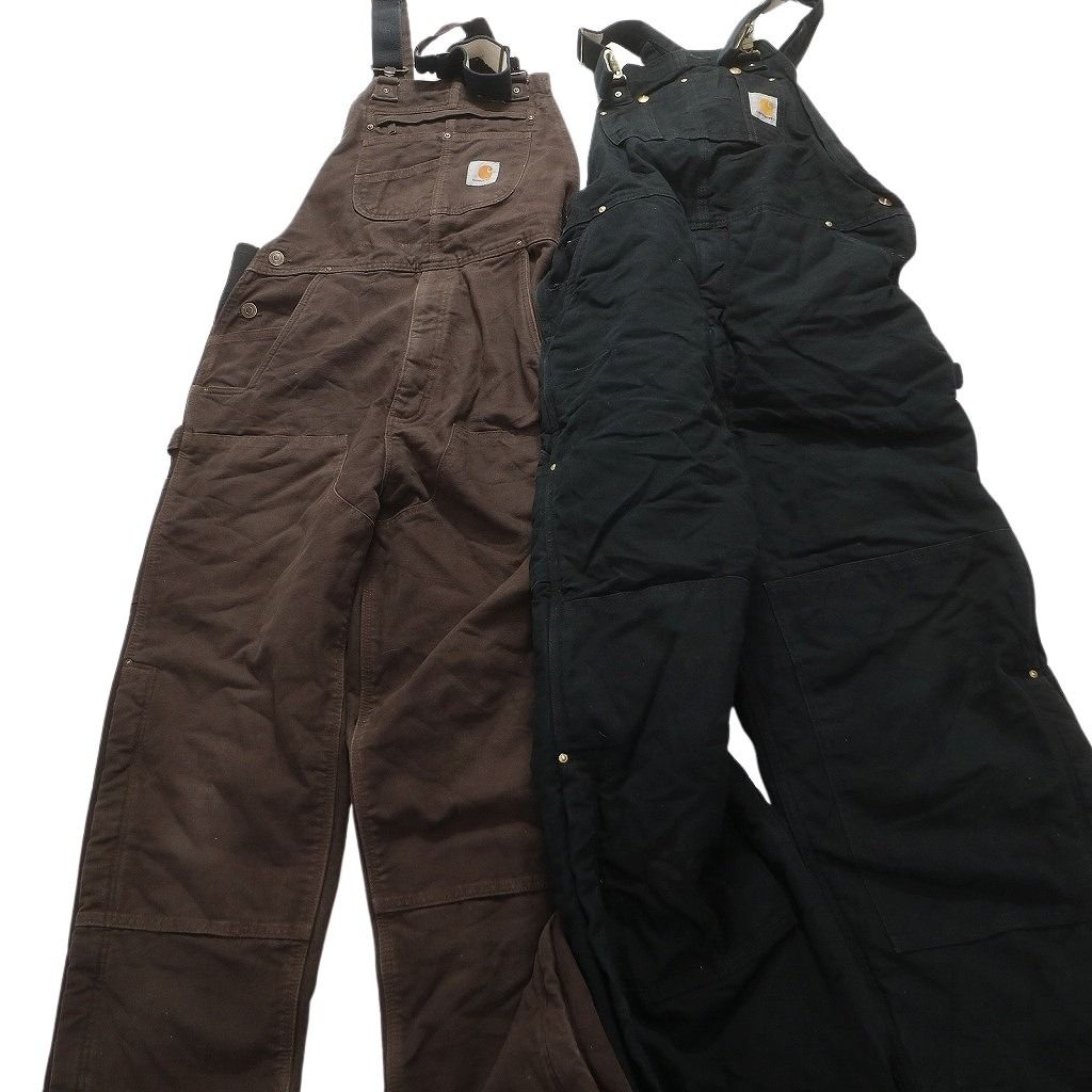 古着卸 まとめ売り カーハート Carhartt オーバーオール 2枚セット (メンズ M /40 ) ワーク サロペット ブラック 中古 古着 MY1882