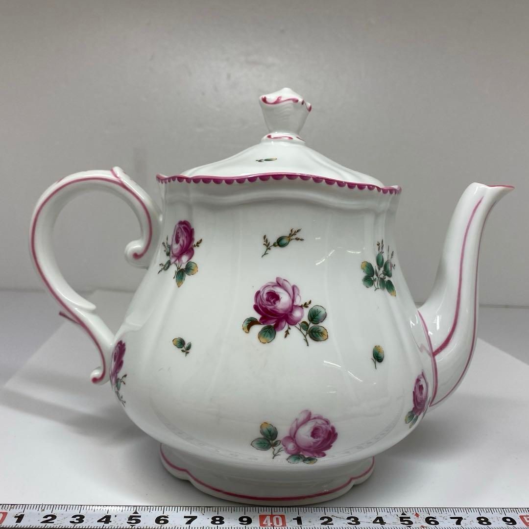 リチャードジノリアンティックローズティーポットL幅約22㎝東な6-0924