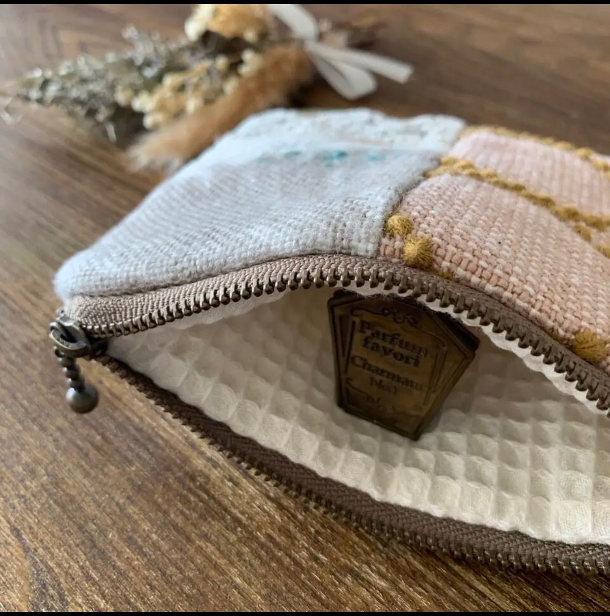 マーメイド　パッチワーク　ファスナー　ポーチ　ミナペルホネン　ハンドメイド マーメイド パッチワーク ファスナー ポーチ ミナペルホネン