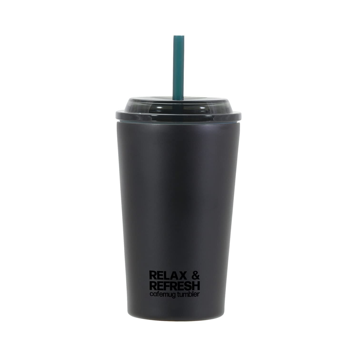  【在庫処分】カップ コップ ボトル 400ml Lサイズ ストロー付 マグ 真空断熱 保冷 ドリップ タンブラー コーヒー 広口 ブラック パール金属 カフェマグ ストロータンブラー HB-6779 応募券