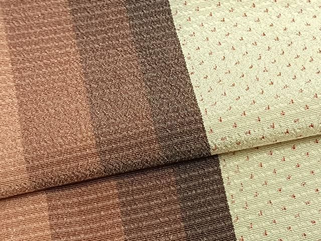 平和屋着物▽本塩沢 単衣 間道 正絹 逸品 AAAZ9641fy