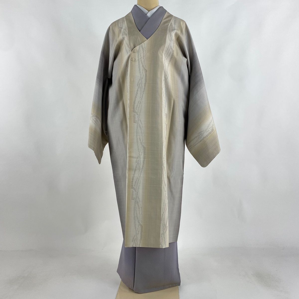 道行 身丈112cm 裄丈68.5cm L 紬地 和装コート 千代田衿 証紙