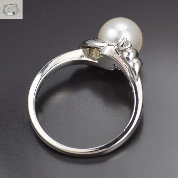 ミキモト Pt950 アコヤ真珠 ダイヤモンド リング 径約8.2mm ミキモト  