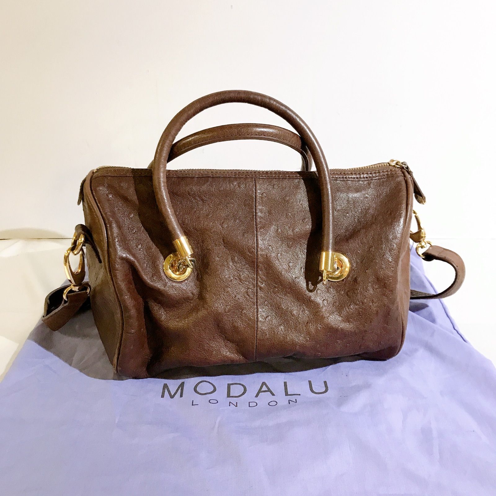 美品】 MODALU leather bag モダール オーストリッチ レザー