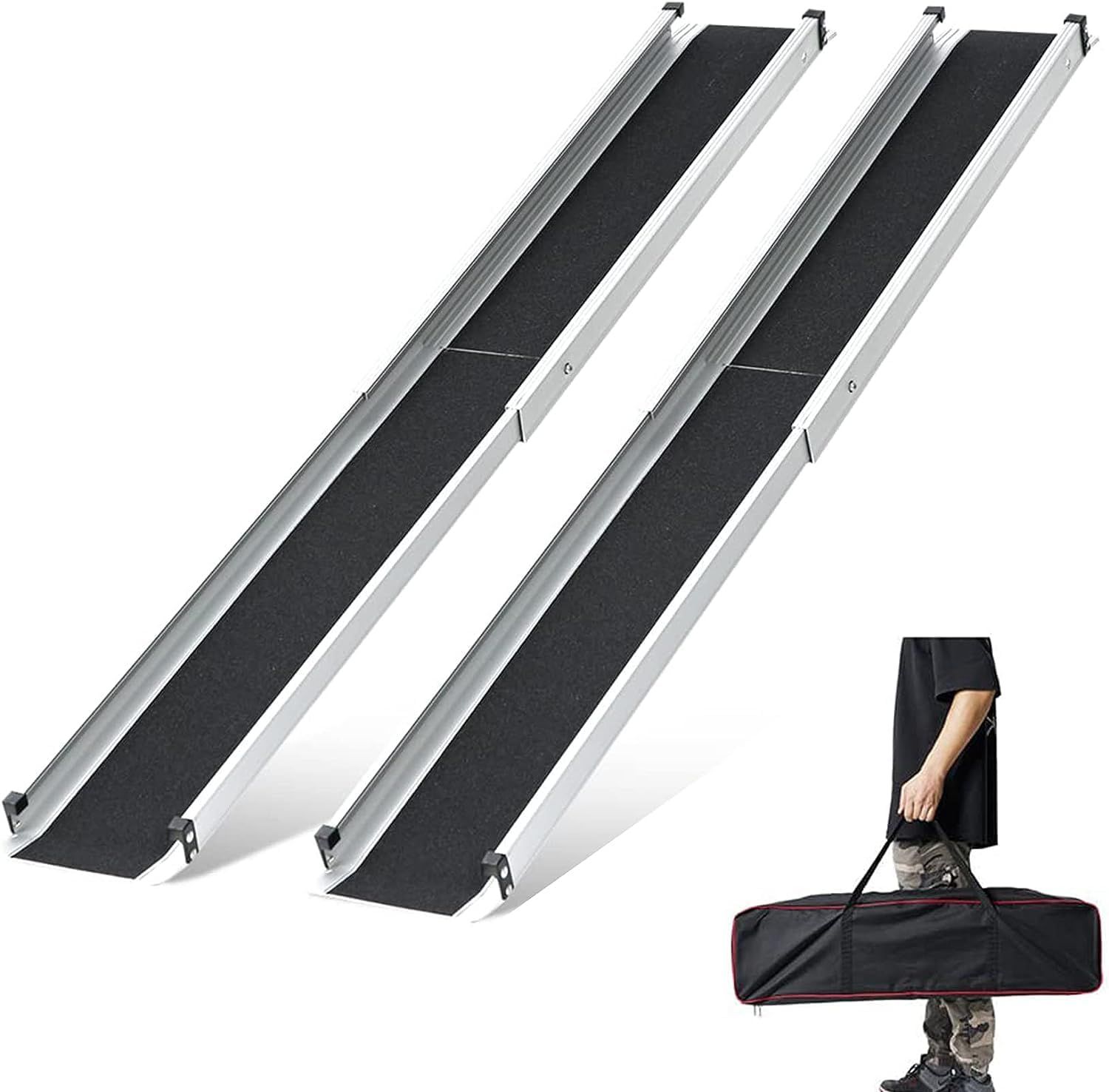 スロープ 車椅子 伸縮 98.5-183CM， gardhom スライド スロープ 荷重272KG 玄関 階段 段差解消 50CM 滑り止め スロープ 2本セット