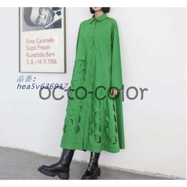 シャツワンピース レディース ワンピース 長袖 ロング丈 変形デザイン きれいめ マキシシャツ シャツ 大きいサイズ ロング丈 マキシ丈 ロングシャツ シンプル hea5v636917