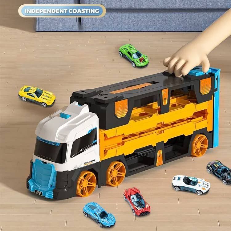 ミニカー6台セット 収納車 6台ミニカーセット 車おもちゃ 折りたたみ 噴出鉄道