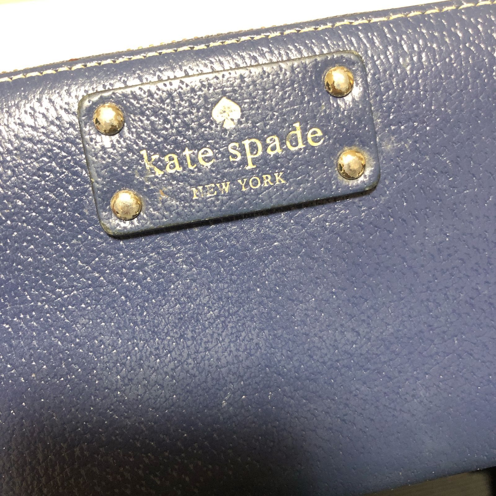 kate spade ケイトスペード 長財布 ウォレット ネイビー - メルカリ