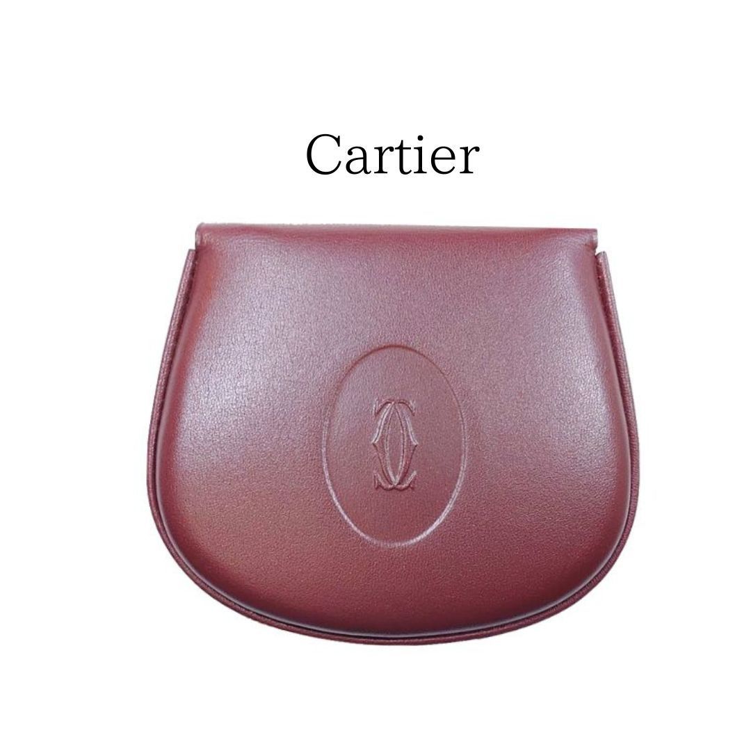 ヴィンテージ Cartier カルティエ マストライン コインケース 小銭入れ レザー ボルドー 馬蹄型 L3000114