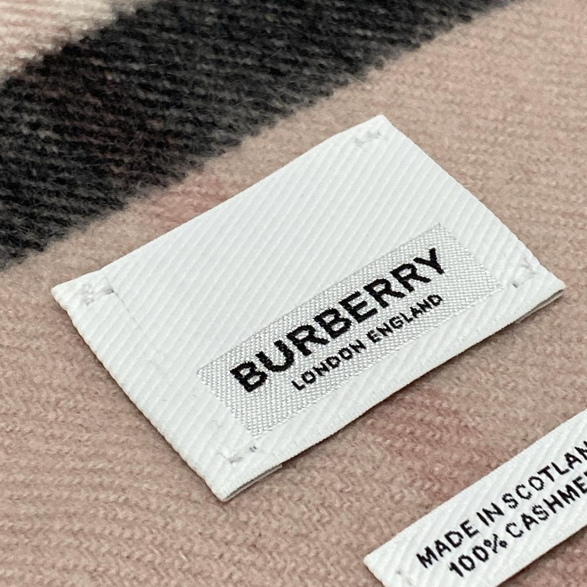BURBERRY LONDON ENGLAND バーバリーロンドンイングランド マフラー - ライトピンク×黒×マルチ チェック柄 カシミヤ WWW_NOITHATQUANGTHANH_NET