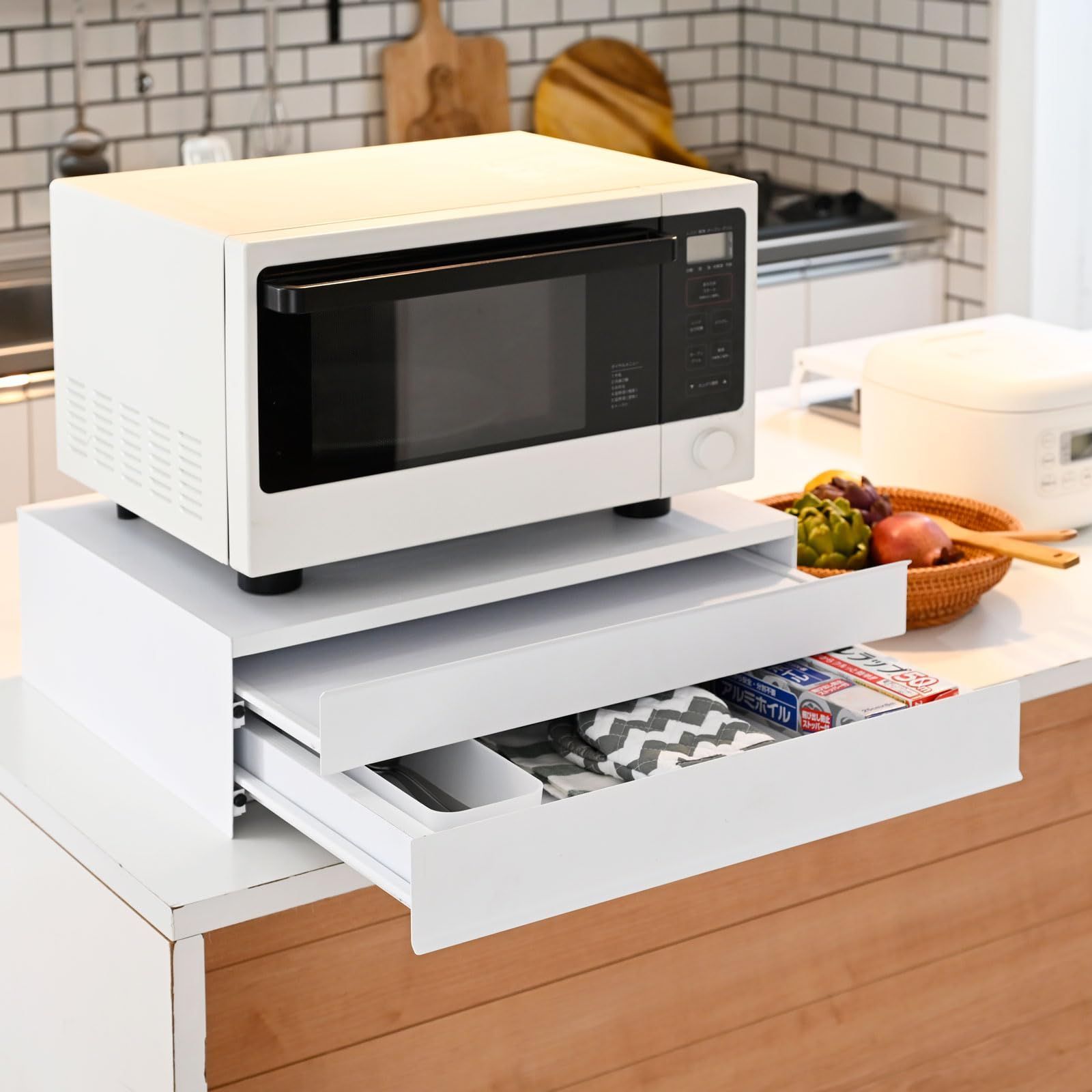 家電下収納 レンジ下収納 引き出し スライドトレー キッチン収納