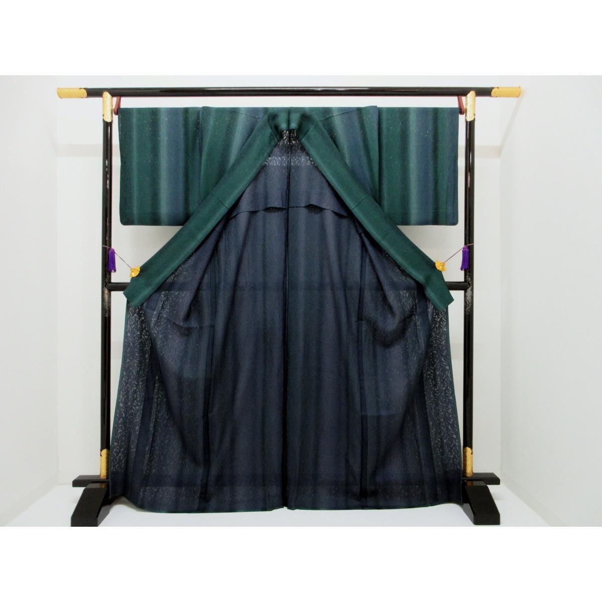 単衣 紋紗織小紋 ボカシ染 身幅２Ｌ寸