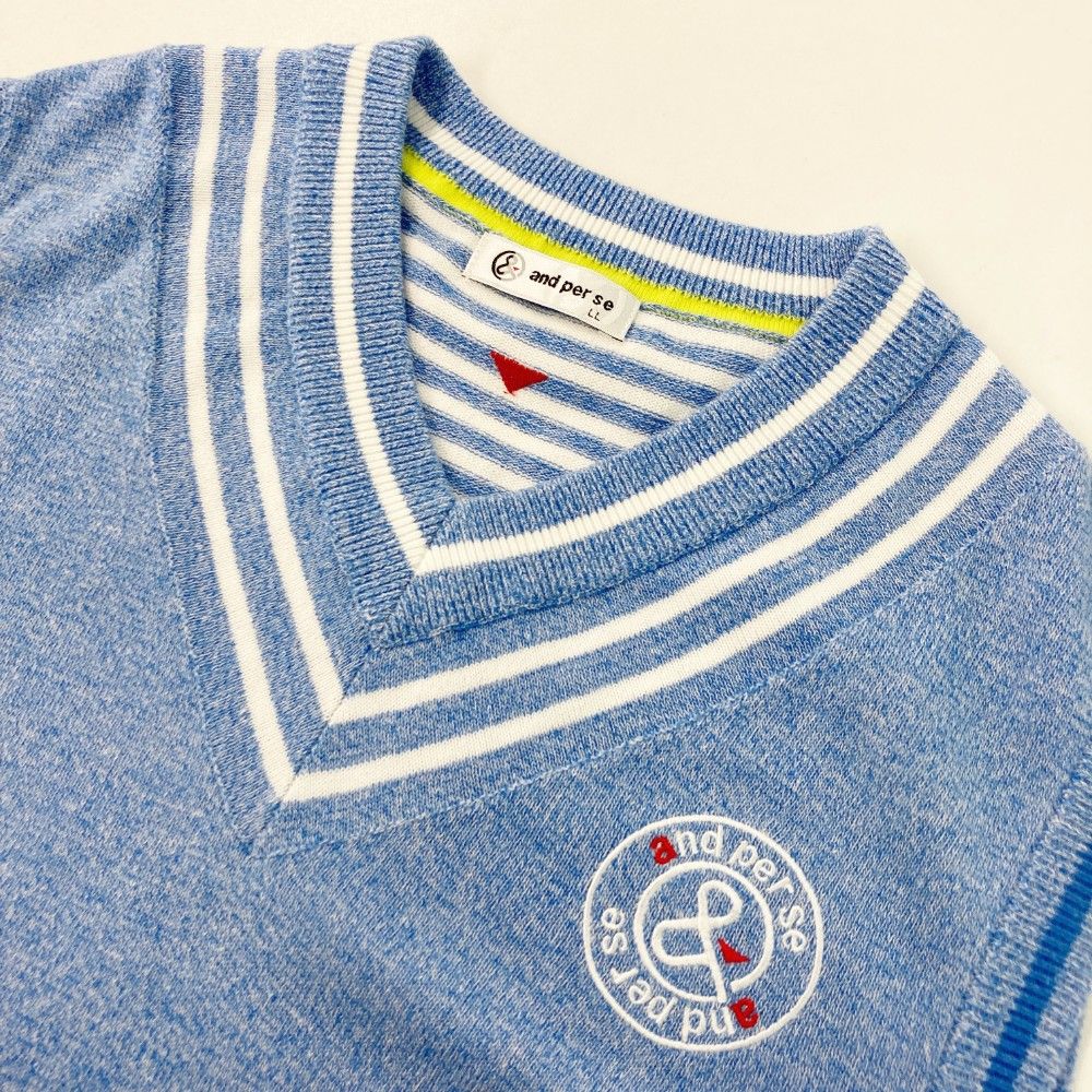 サイズ：LL AND PER SE アンパスィ ニットベスト ブルー系