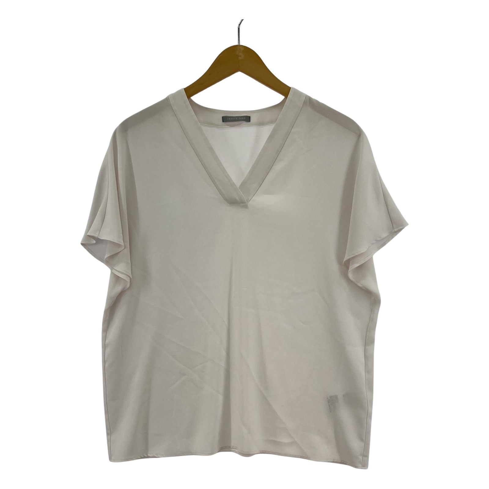 美品／theory luxe セオリーリュクス　Ｖネックフレンチスリーブブラウス theory luxe セオリーリュクス Vネック シアー フレンチスリーブ