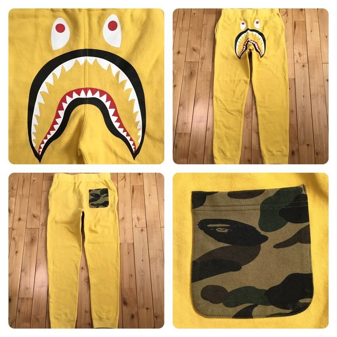 A BATHING APE イエローカモ シャーク スウェットパンツ BAPE シャーク スウェットパンツ Lサイズ BAPE camo × イエロー shark