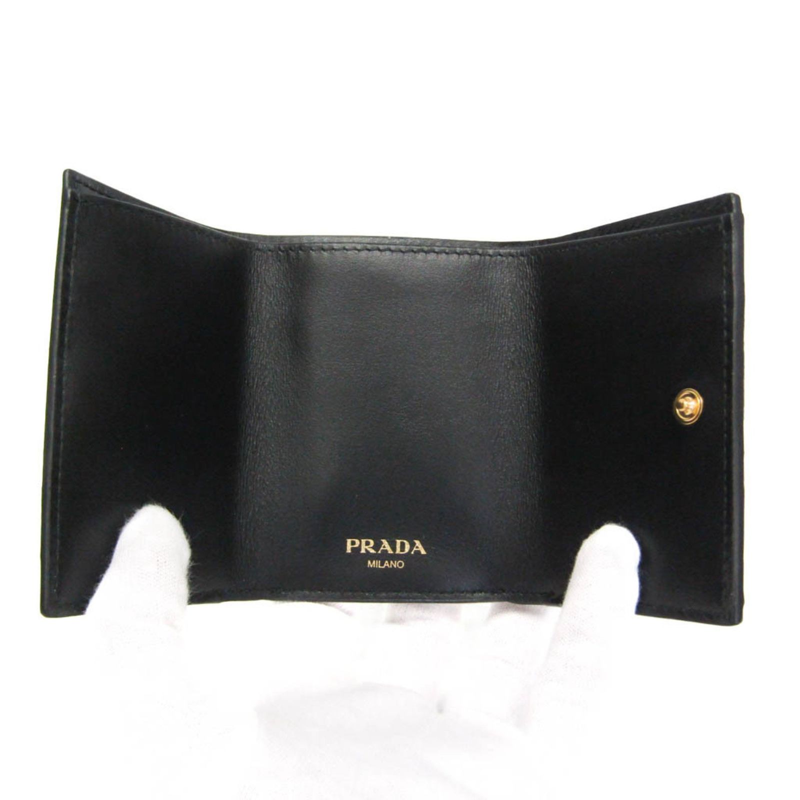 【極美品✨】プラダ 財布 三つ折り ミニ ヴィッテロムーブ1MH021 黒 プラダ(Prada) VITELLO MOVE 1MH021 レディース レザー 財布（三つ折り