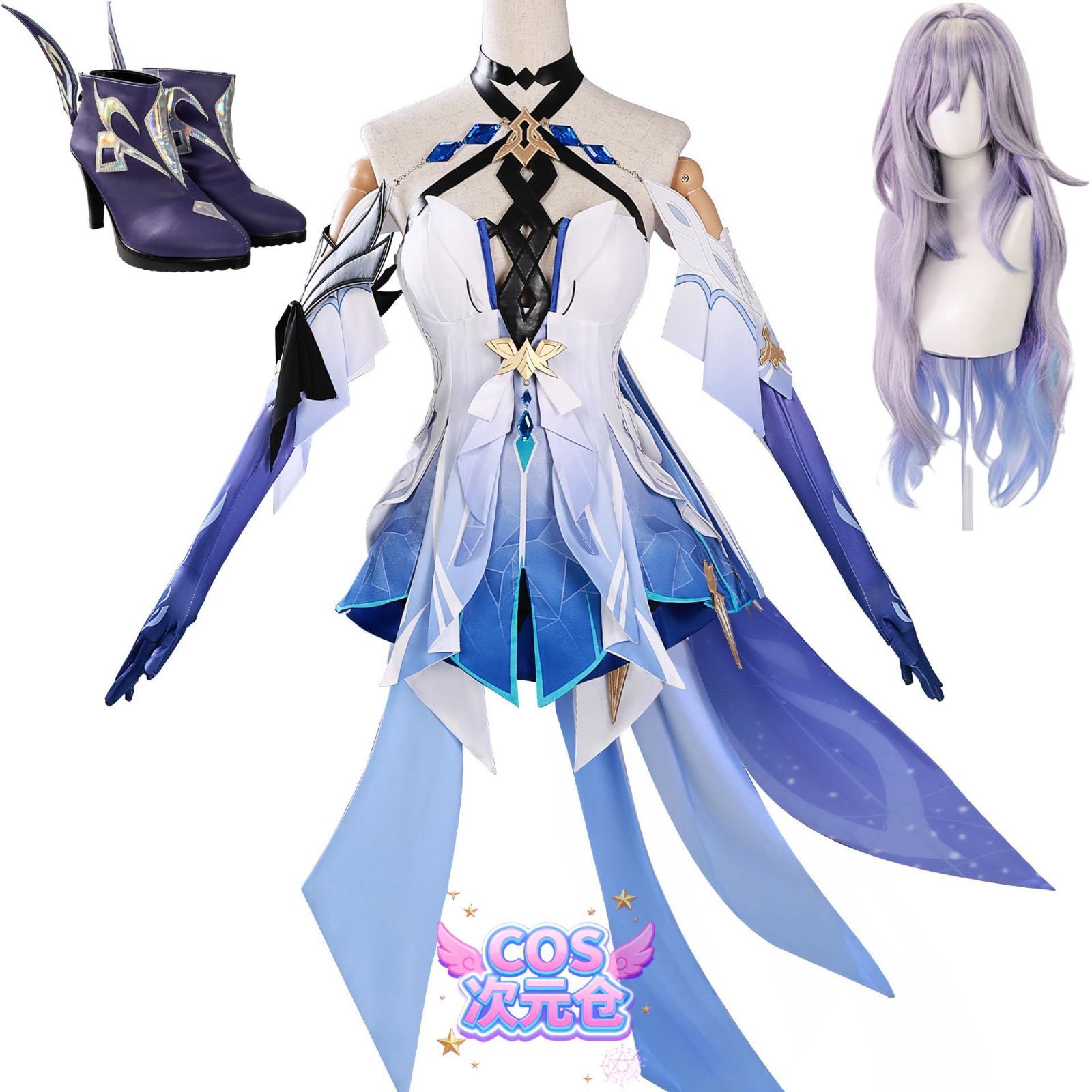 滑らかな スカーク ウィッグ 靴 COSPURE 原神 コスプレ衣装 フルセット cosplay ウイッグ-靴付き 人気キャラ 仮装 ハロウィン クリスマス 学園祭 文化祭 ステージ服 誕
