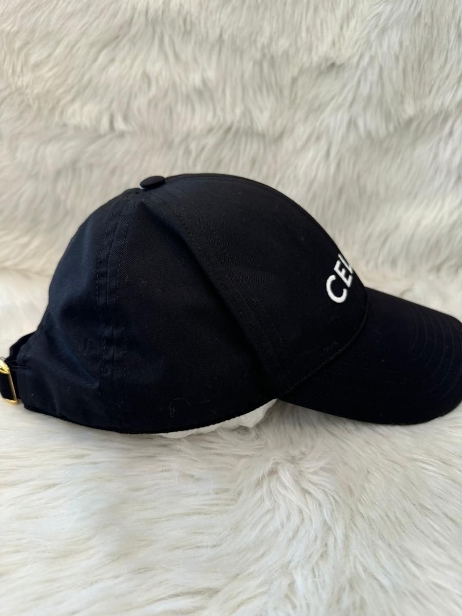 CELINE （セリーヌ） ﾍﾞｰｽﾎﾞｰﾙ ｷｬｯﾌﾟ 帽子 キャップ ロゴ刺繍 ブラック