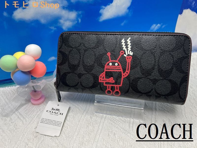 コーチ 財布 COACH 長財布 シグネチャー ジップアラウンド キース ヘリング Keith Haring コラボ レザー 新生活 年度末  プレゼント 贈り物 ギフト 敬老の日 財布 メンズ 新品 未使用 ブランド ファッションA192 F87105