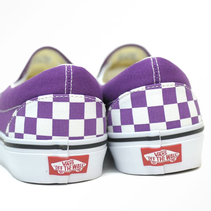 バンズ クラシックスリッポン スニーカー チェッカー メンズ レディース 紫 VANS CLASSIC SLIP ON パープル COLOR  THEORY CHECKERBOARD PURPLE MAGIC VN000BVZ1N8 - メルカリ