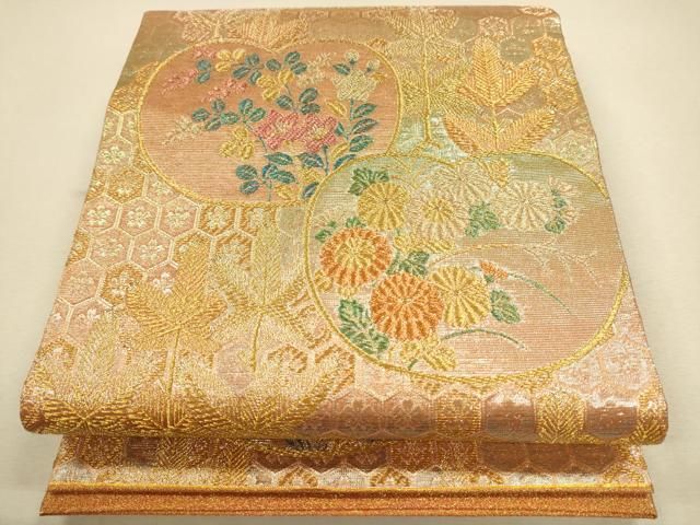 O0845 美品 逸品 織の宝石 ダイヤモンドカット 佐波理綴 正絹 袋帯 平和屋着物○極上 織の宝石・ダイヤモンドカット 佐波理綴 六通