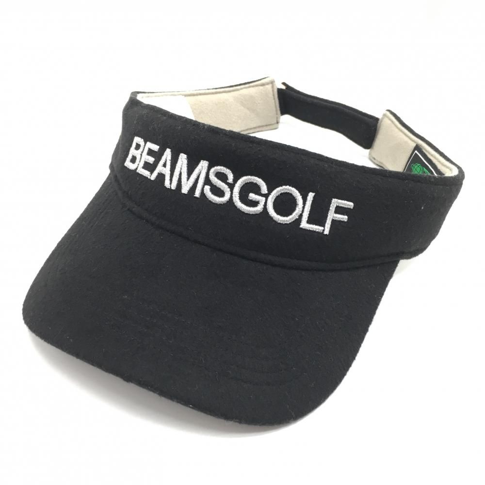 ビームスゴルフ サンバイザー 黒×シルバー 微起毛 ロゴ刺しゅう 55-57cm ゴルフウェア BEAMS GOLF